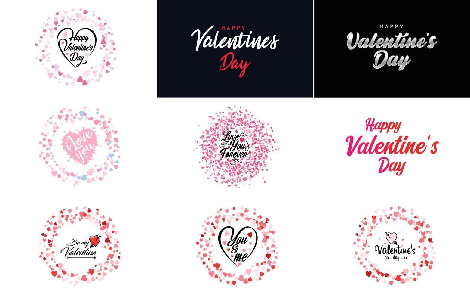 Happy Valentine's Day and Love calligraphy greeting card templates with a heart theme vector