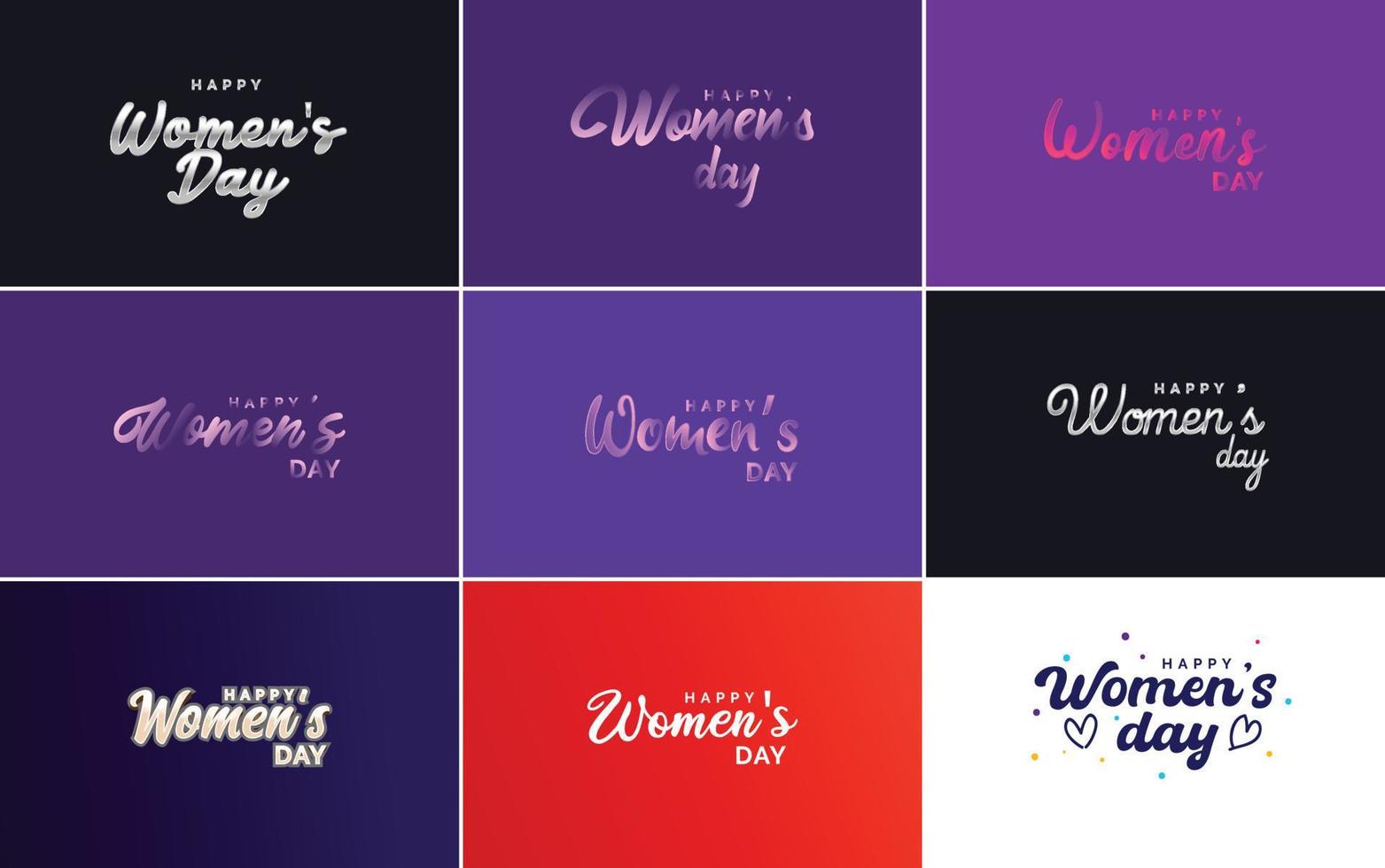 Set of International Women's Day cards with a logo and a gradient color scheme vector