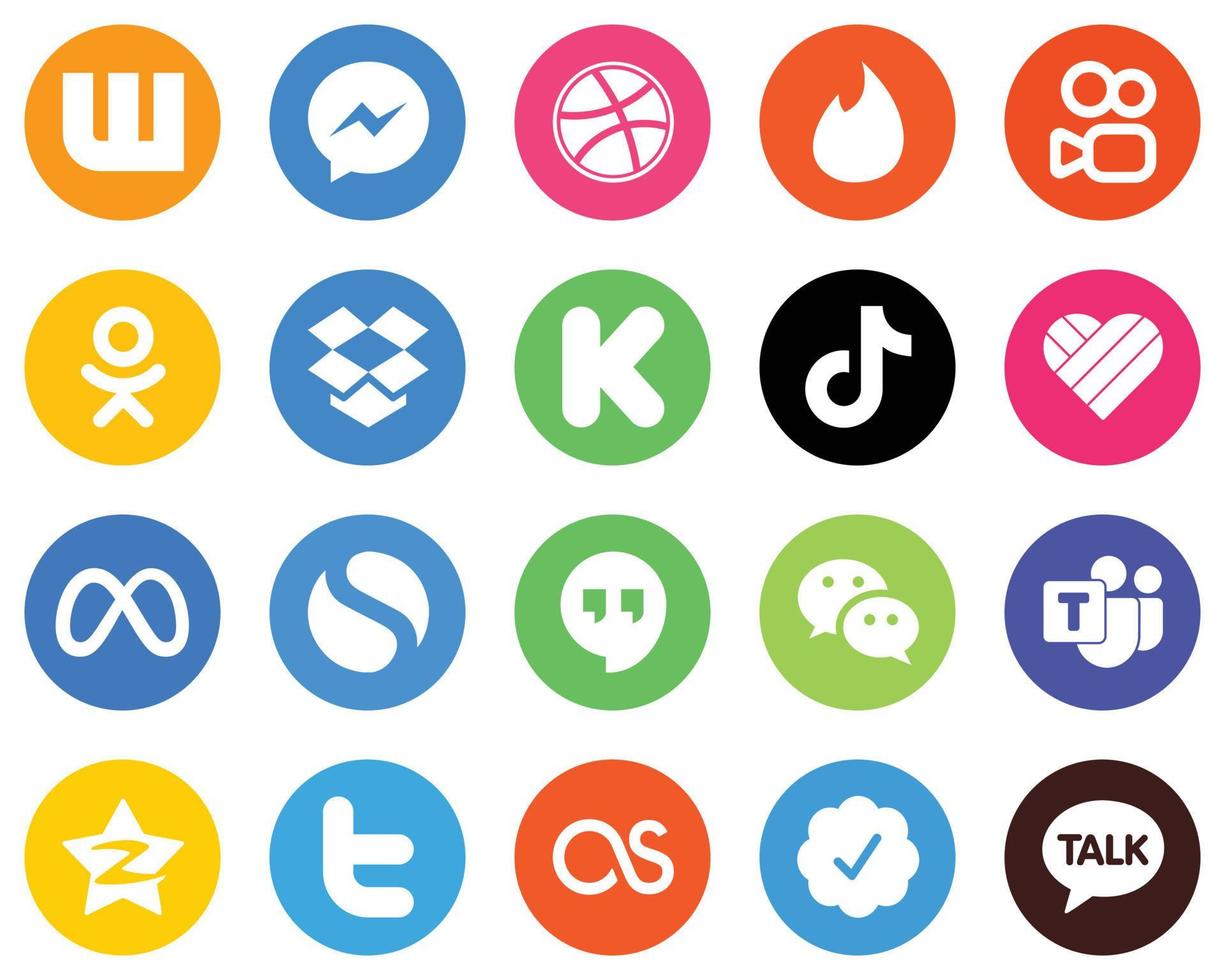 Flat Circle White Icon Pack meta. dropbox. china and douyin 20 Fresh Icons vector