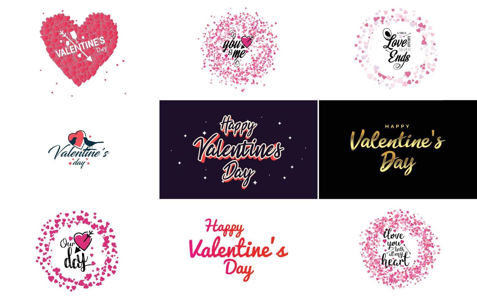 Happy Valentine's Day hand lettering calligraphy text and heart. isolated on white background vector illustration