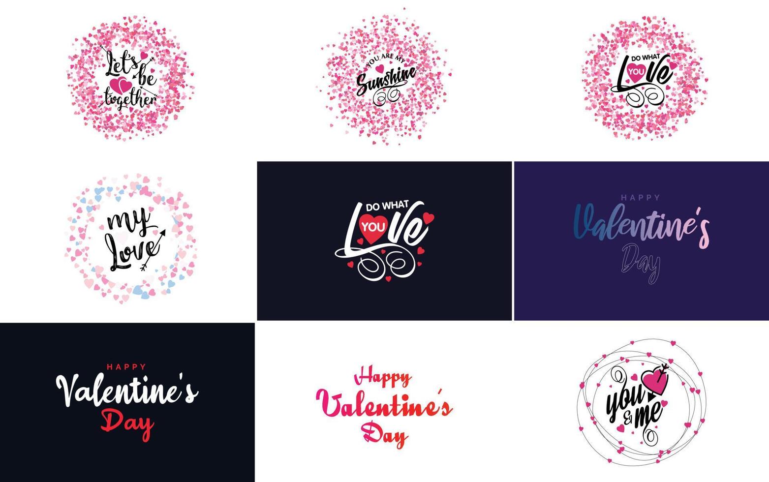 Happy Valentine's Day and Love calligraphy greeting card templates with a heart theme vector