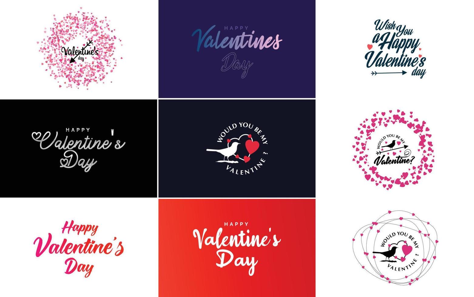 Happy Valentine's Day greeting card template with a romantic theme and a red and pink color scheme vector