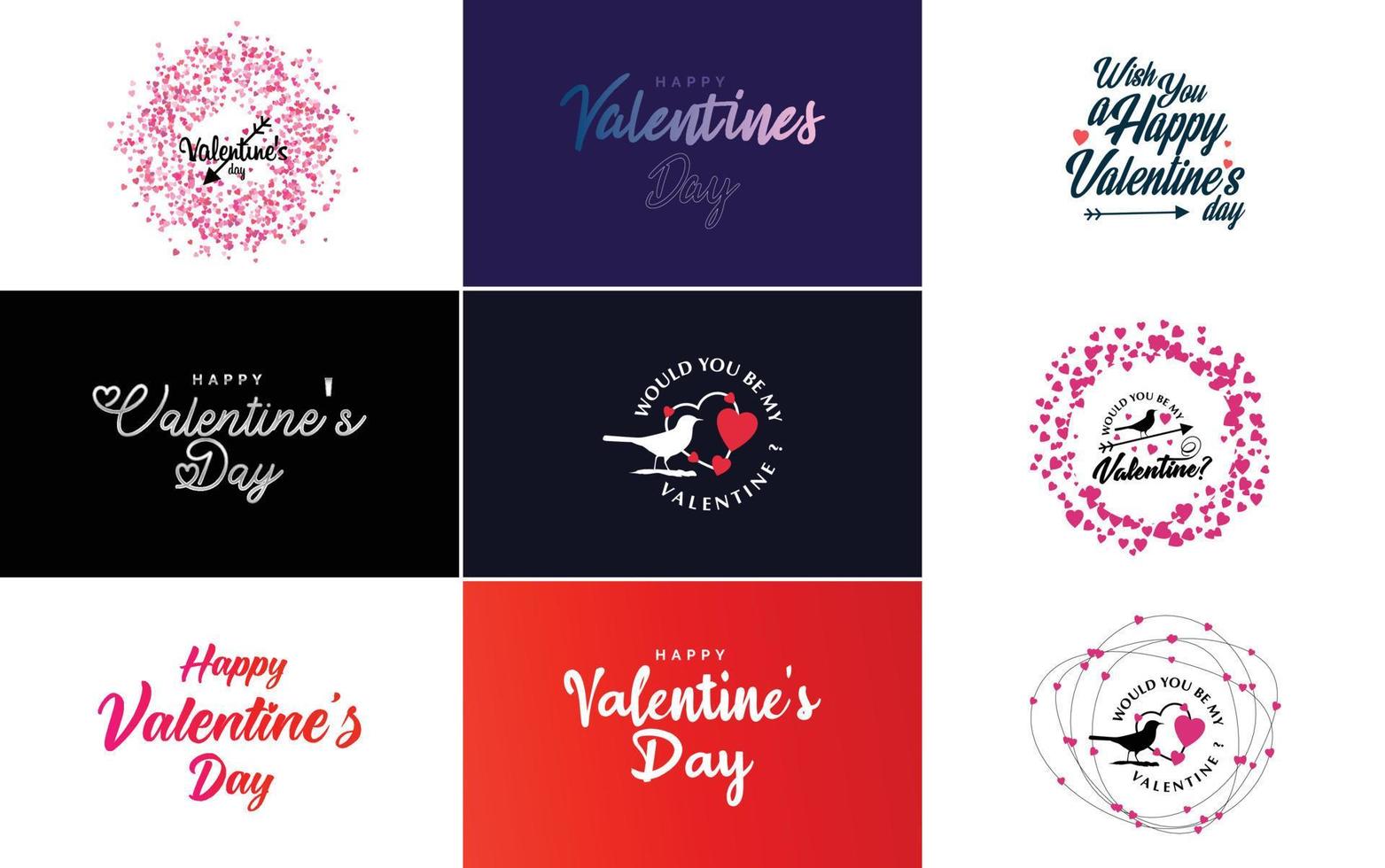 Happy Valentine's Day greeting card template with a romantic theme and a red and pink color scheme vector