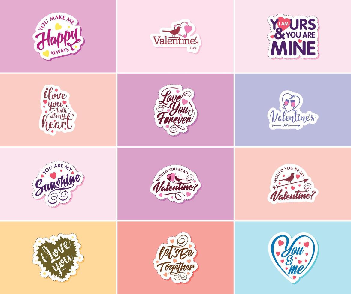 Heartwarming Valentine's Day Typography and Graphic Design Stickers vector