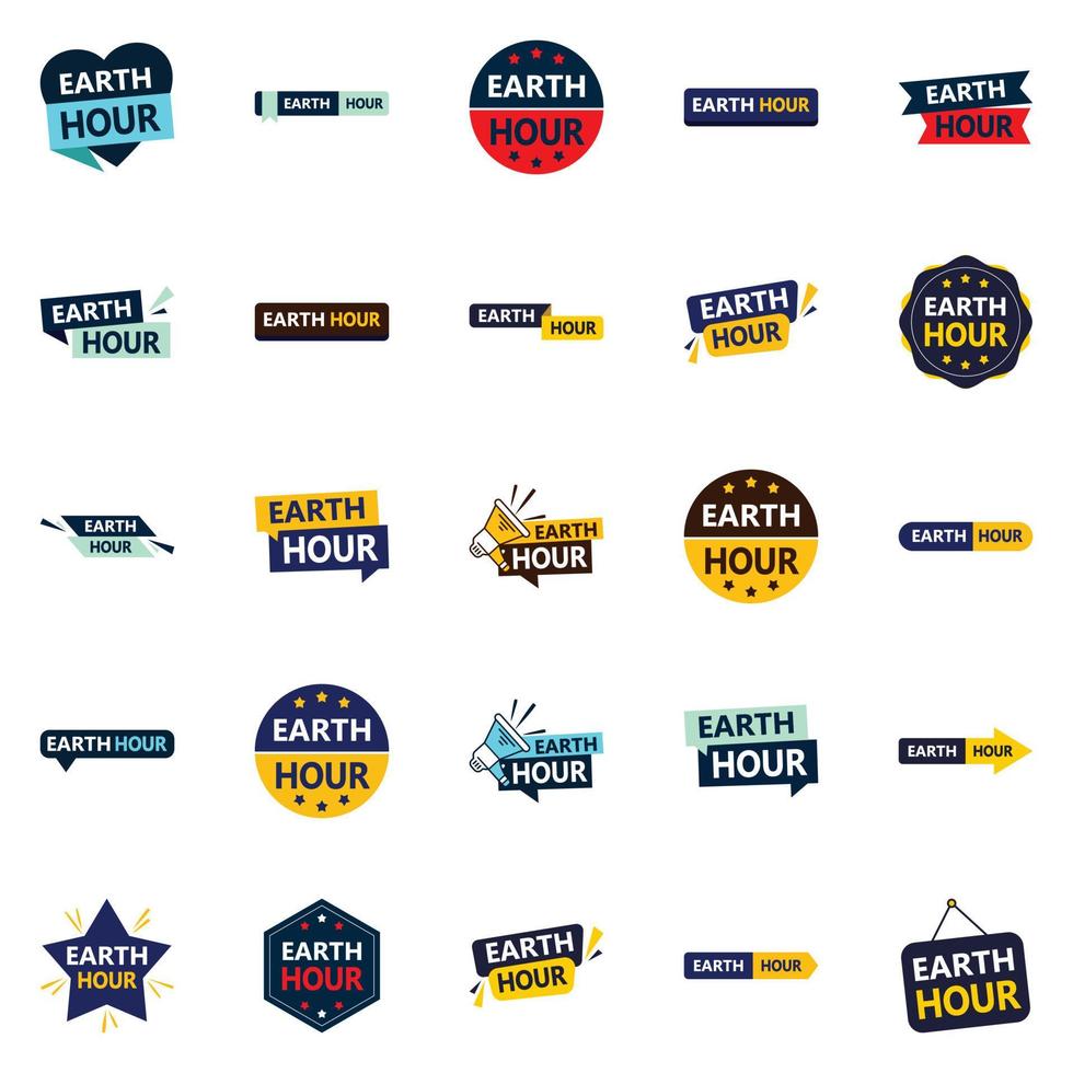 25 Inspiring Vector Designs in the Earth Hour Pack Perfect for Promoting Sustainable Living