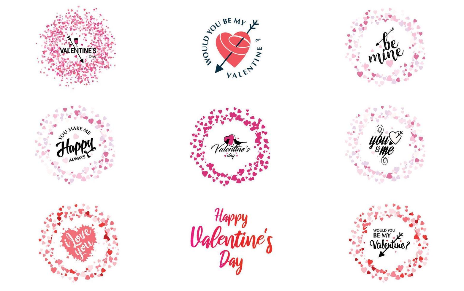 Valentine's lettering and calligraphy with cute hearts. Valentine's Day template or background suitable for use in Love and Valentine's Day concepts vector