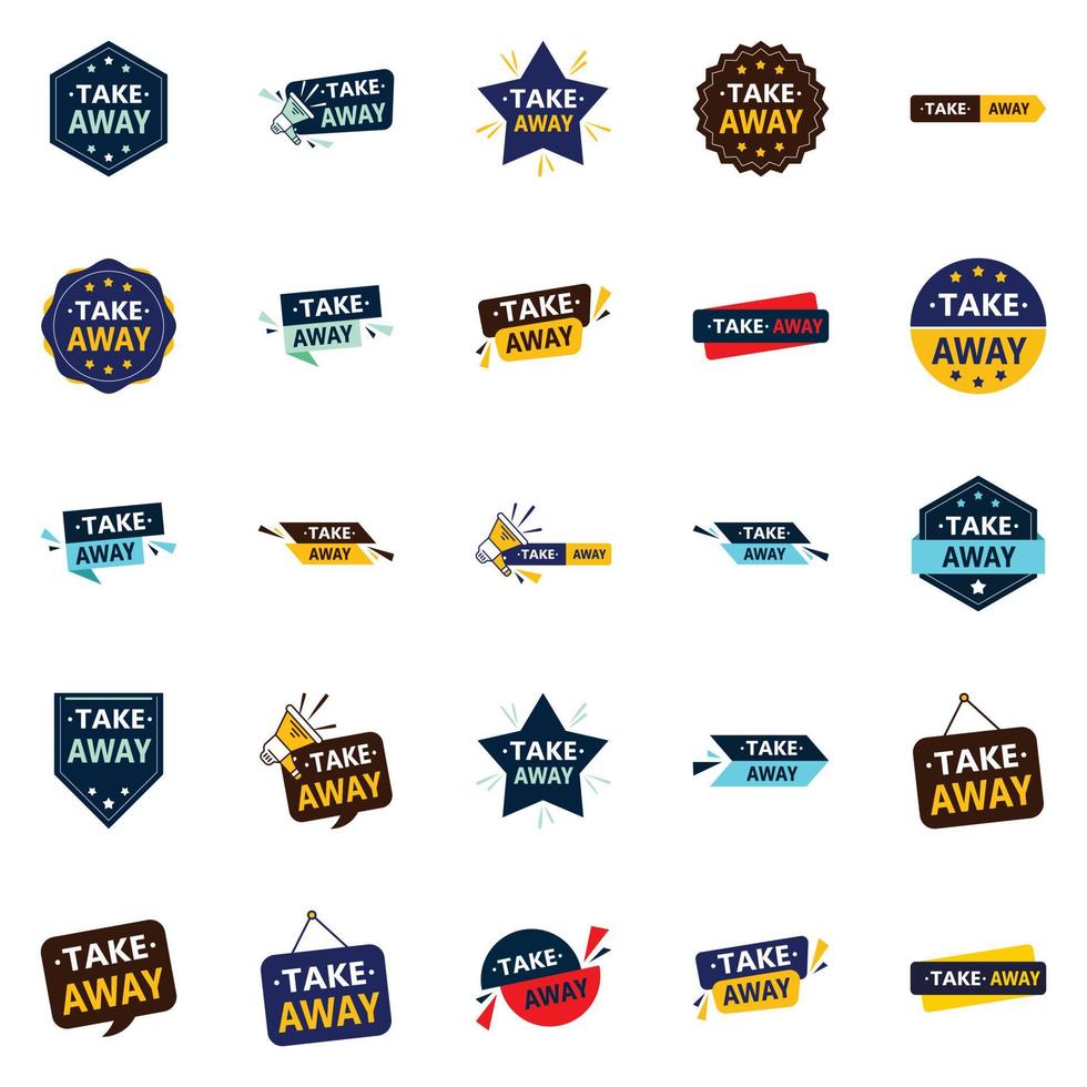 25 Versatile Vector Designs in the Take Away Pack Perfect for food delivery service advertising