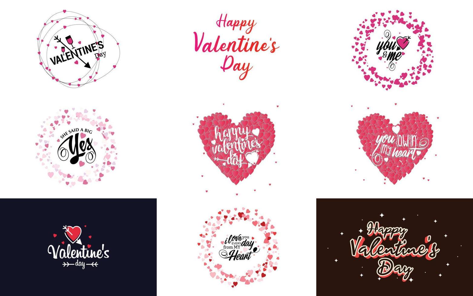 plantilla de tarjeta de felicitación de feliz día de san valentín con un tema romántico y un esquema de color rojo vector