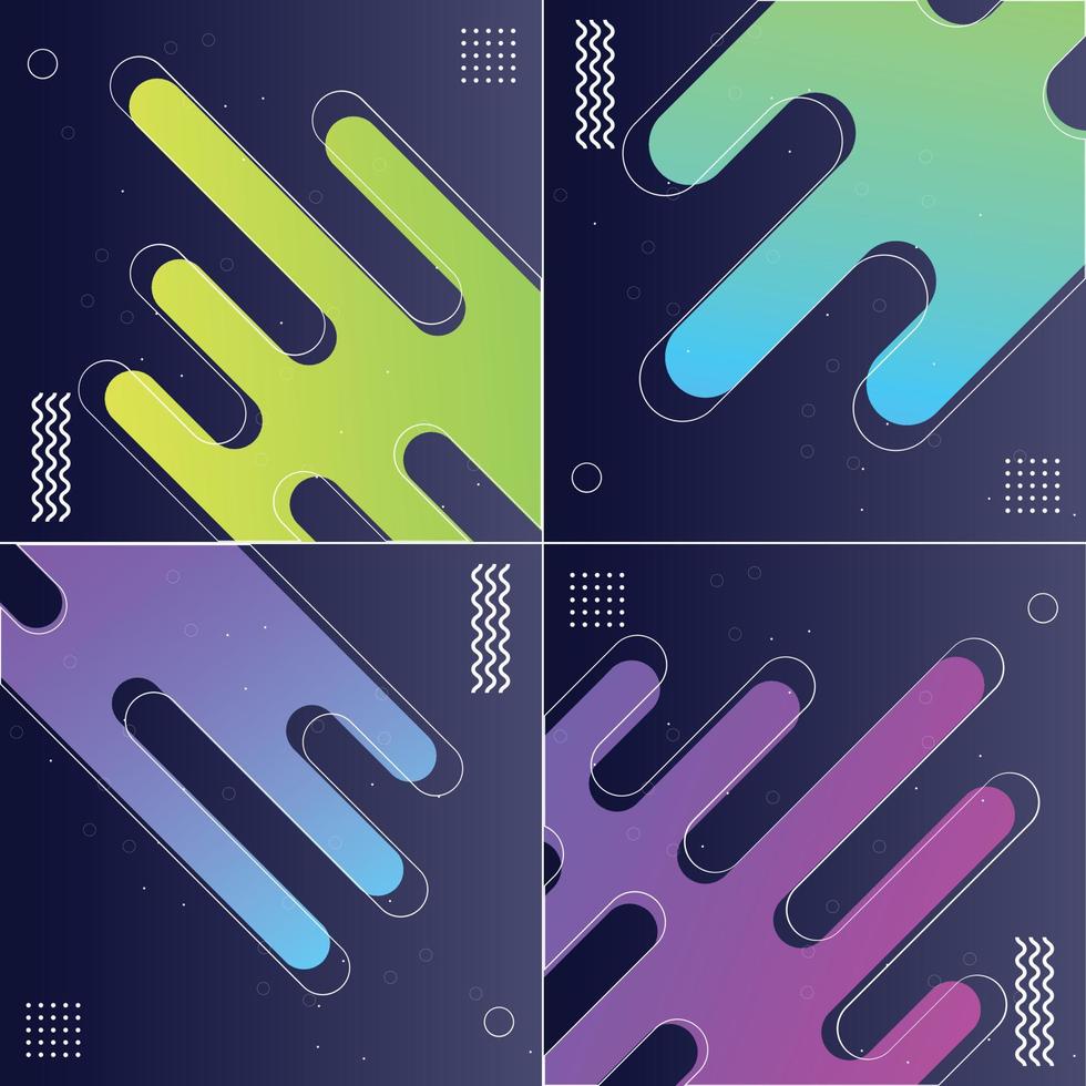 Pack of 4 Abstract Backgrounds in Color Vector Illustrations