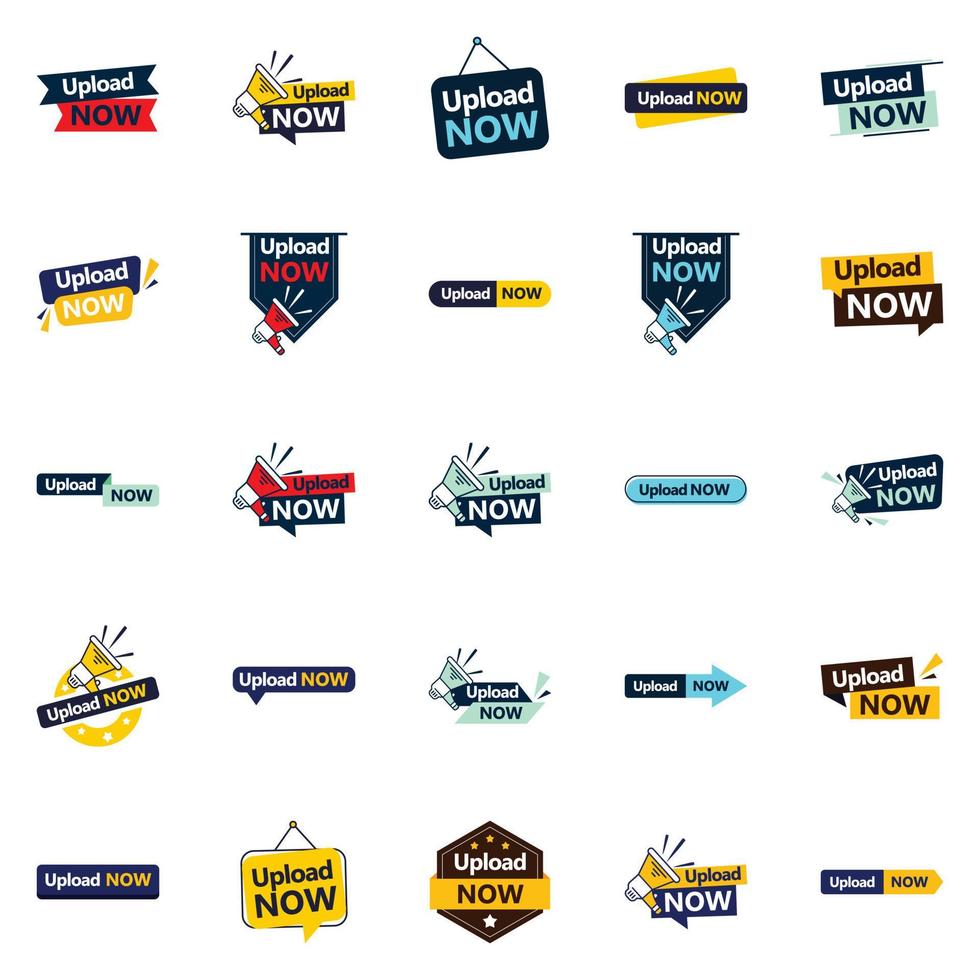 25 Professional Vector Designs in the Upload Now Bundle Perfect for Advertising and Marketing