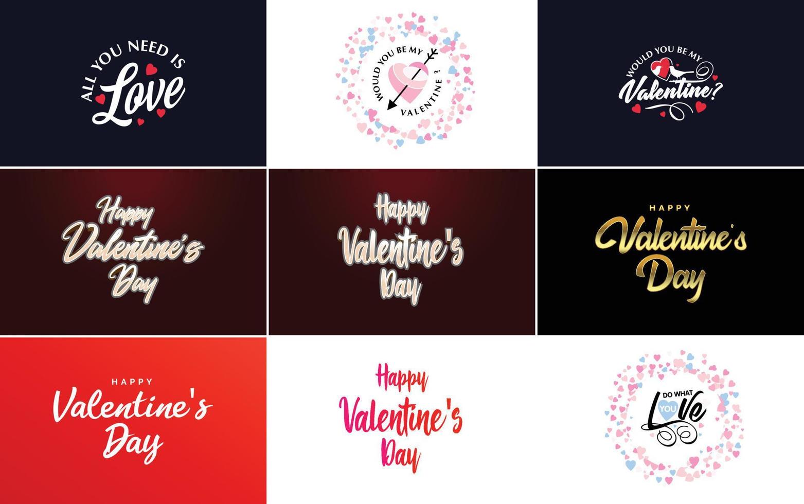 Happy Valentine's Day typography poster with handwritten calligraphy text. isolated on white background vector illustration