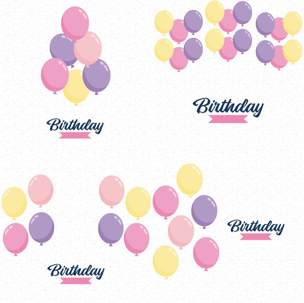 Elegant colorful balloons and ribbon. Birthday celebration card banner template vector