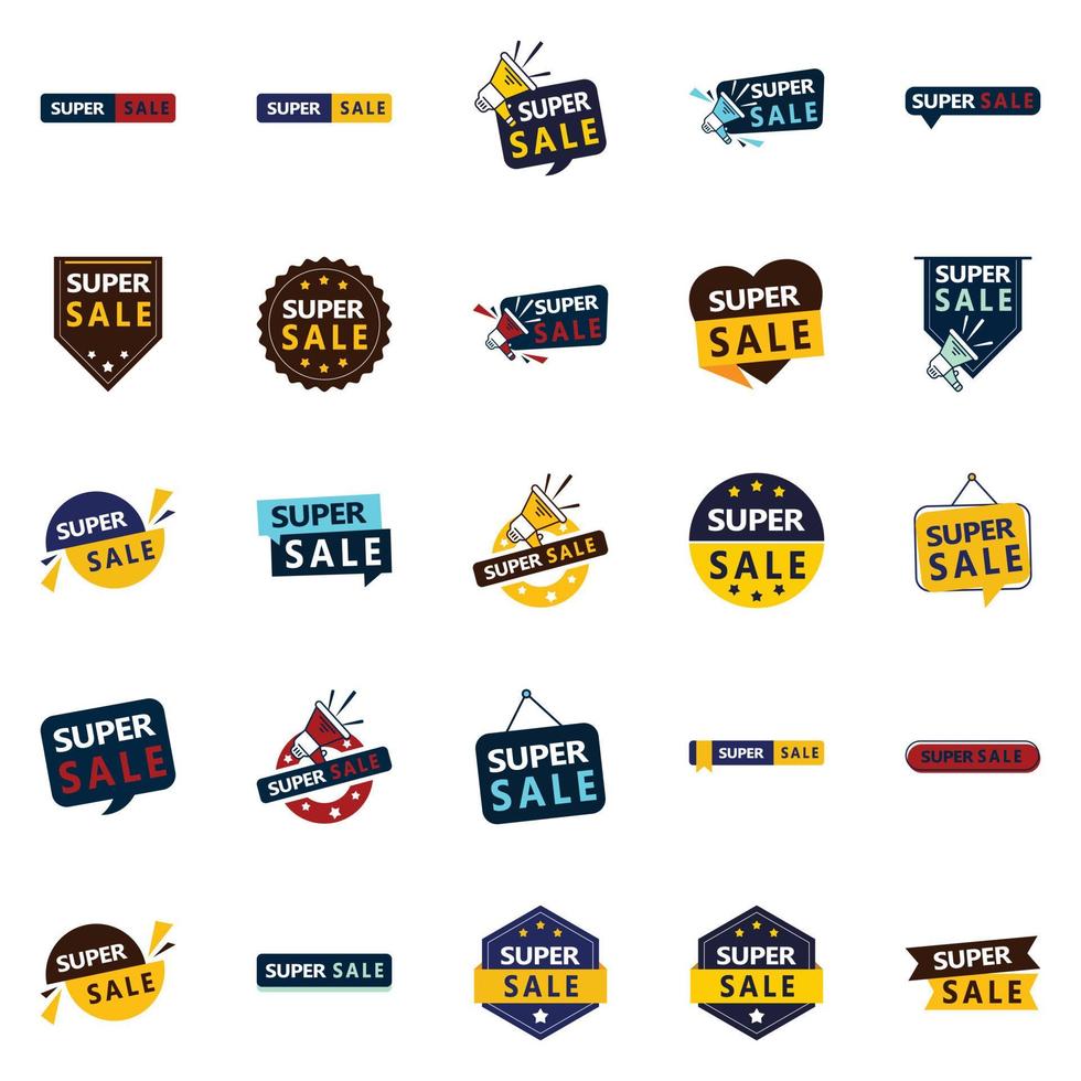 25 Customizable Super Sale Graphic Elements for Digital Marketing vector