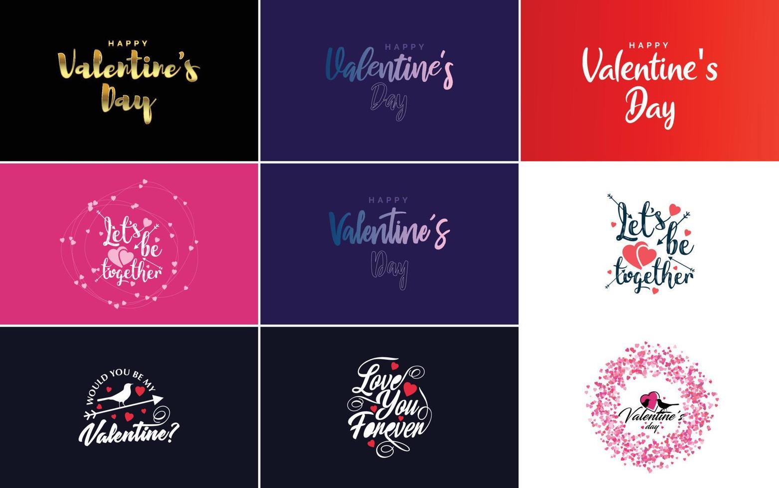 Happy Valentine's Day greeting card template with a romantic theme and a red and pink color scheme vector