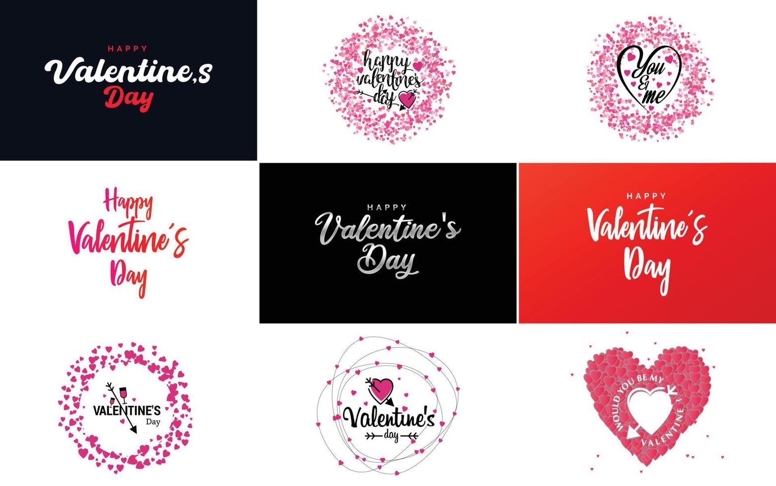Happy Valentine's Day and Love calligraphy greeting card templates with a heart theme vector