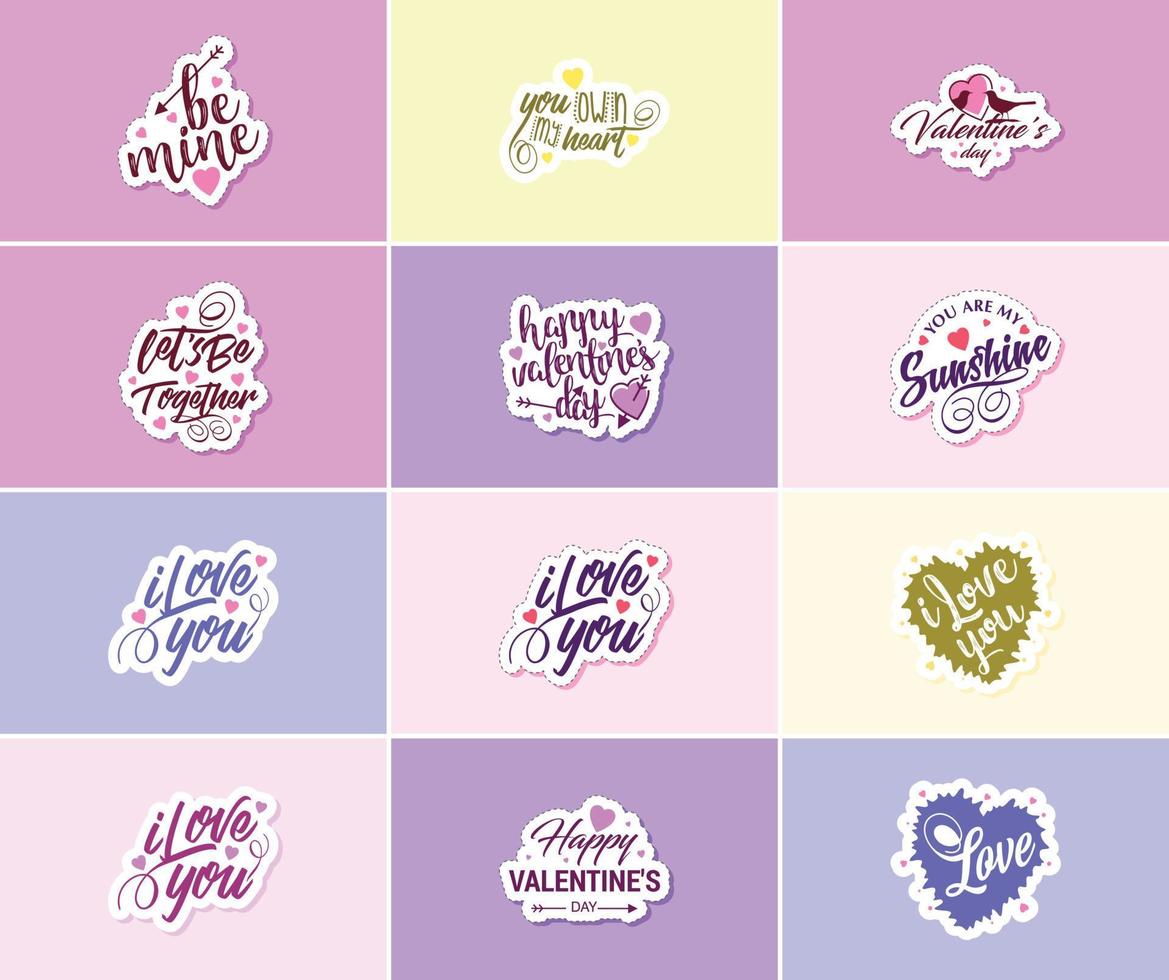 Celebrating Love on Valentine's Day with Beautiful Typography and Graphics Stickers vector