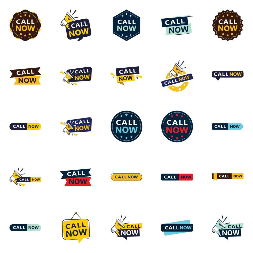 Call Now 25 Unique Typographic Designs to stand out and drive phone calls vector