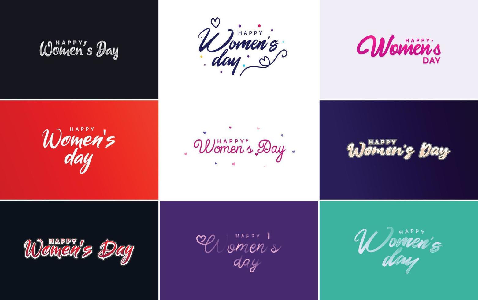 Happy Women's Day typographical design elements set for greeting cards vector