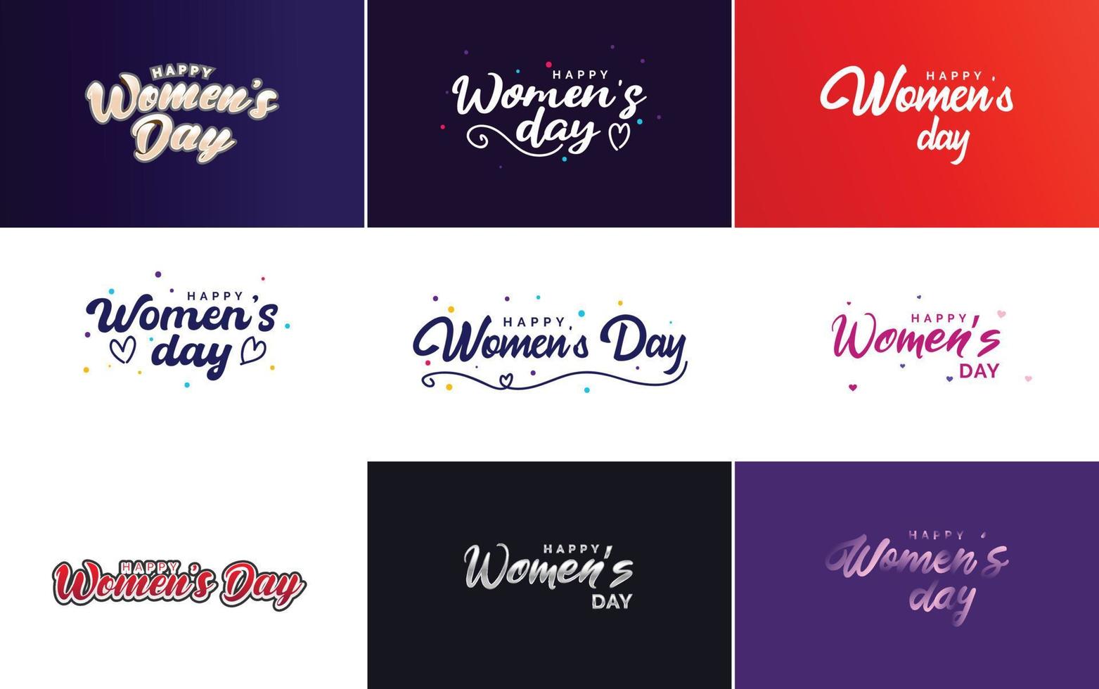 Happy Women's Day typographical design elements set for greeting cards vector