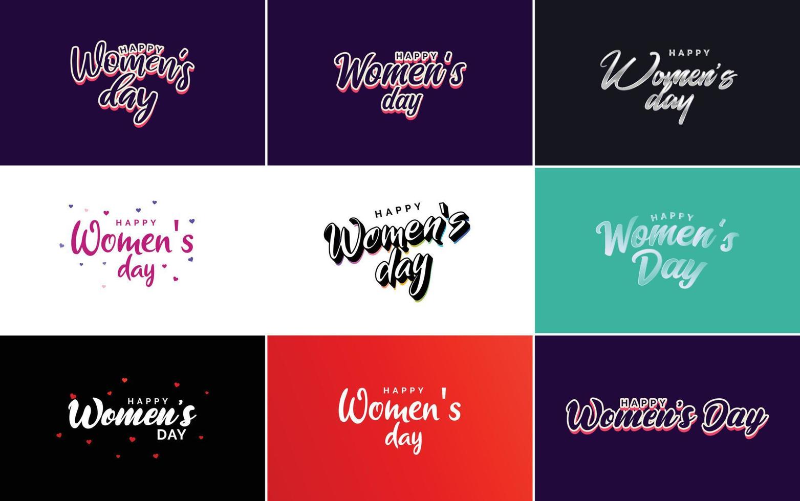 Abstract Happy Women's Day logo with a love vector design in pink. red. and black colors