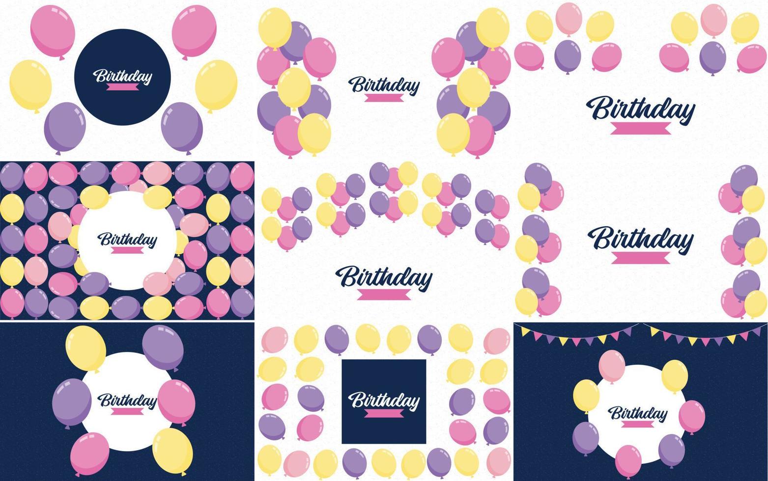 Birthday in a colorful font with a pastel color scheme and bunting vector