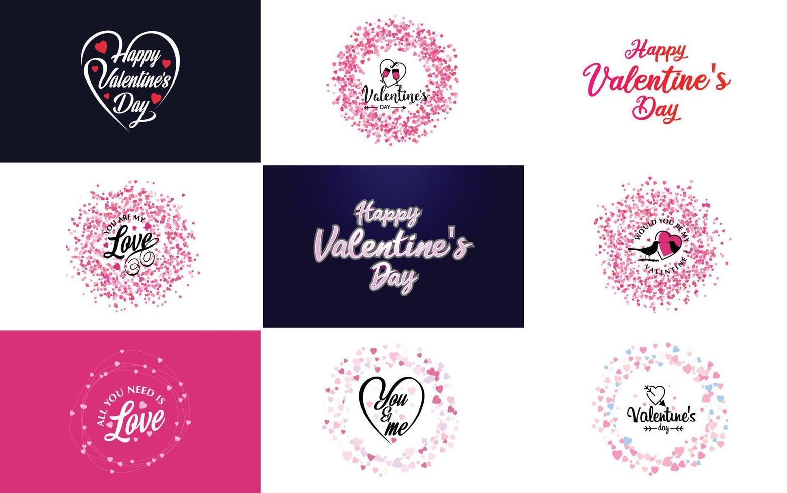 Happy Valentine's Day greeting card template with a heart theme and a red and pink color scheme vector