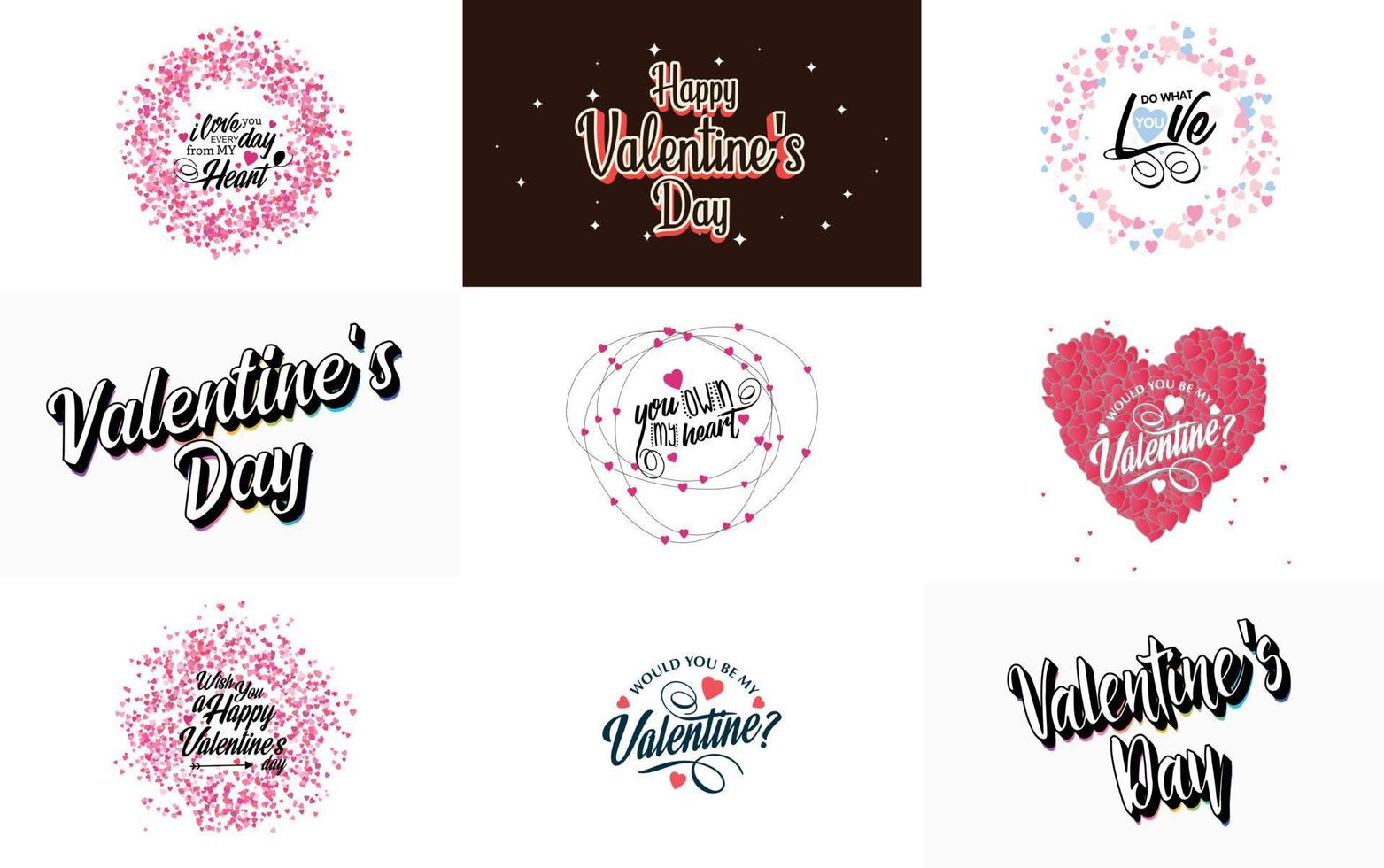 Happy Valentine's Day typography poster with handwritten calligraphy text. isolated on white background vector illustration