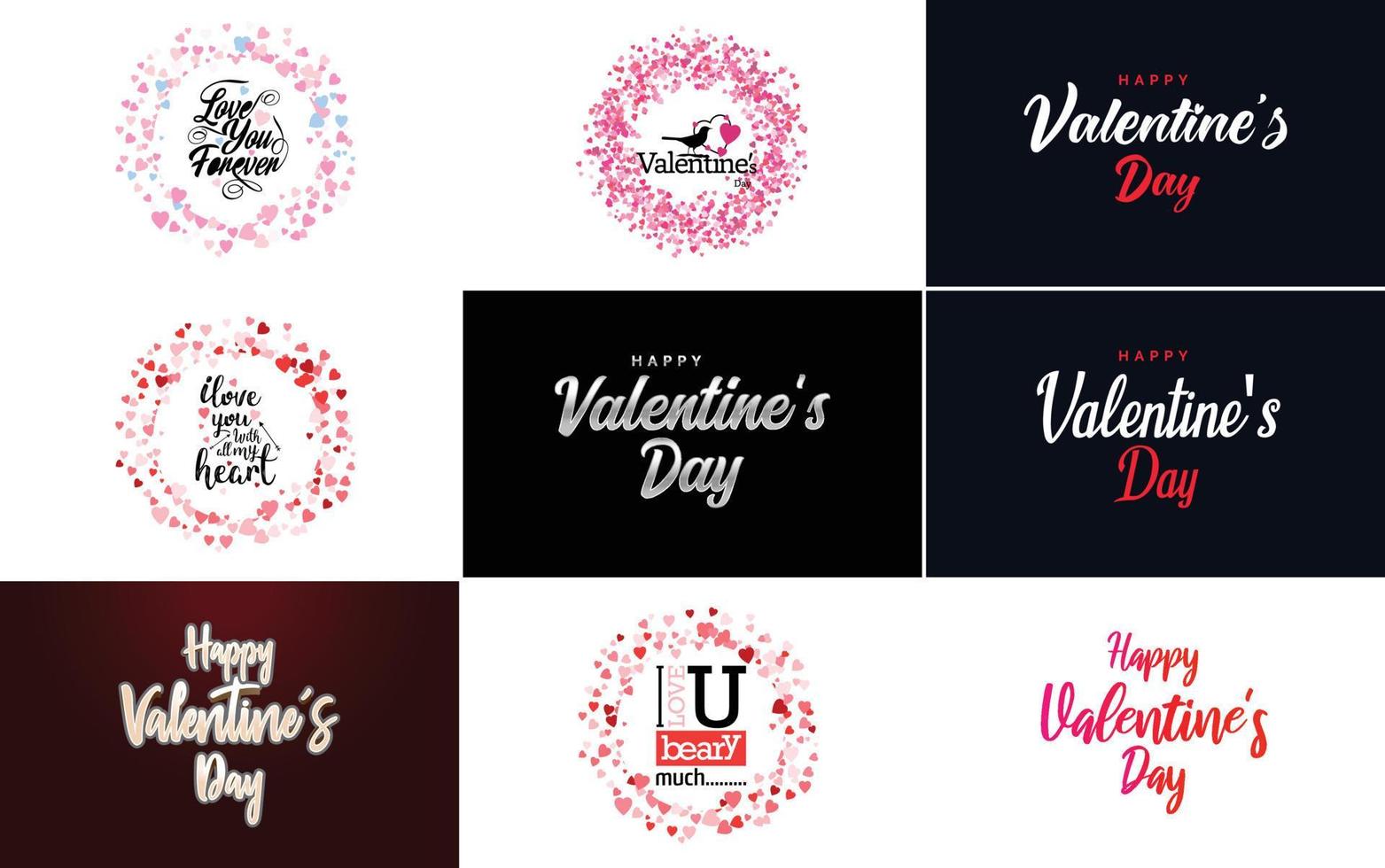 Happy Valentine's Day greeting card template with a romantic theme and a red and pink color scheme vector