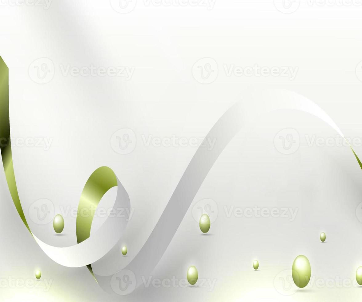 Abstract green curved ribbon on grey background with ball lighting effect and sparkle with copy space for text luxury style frame design style template design images photo