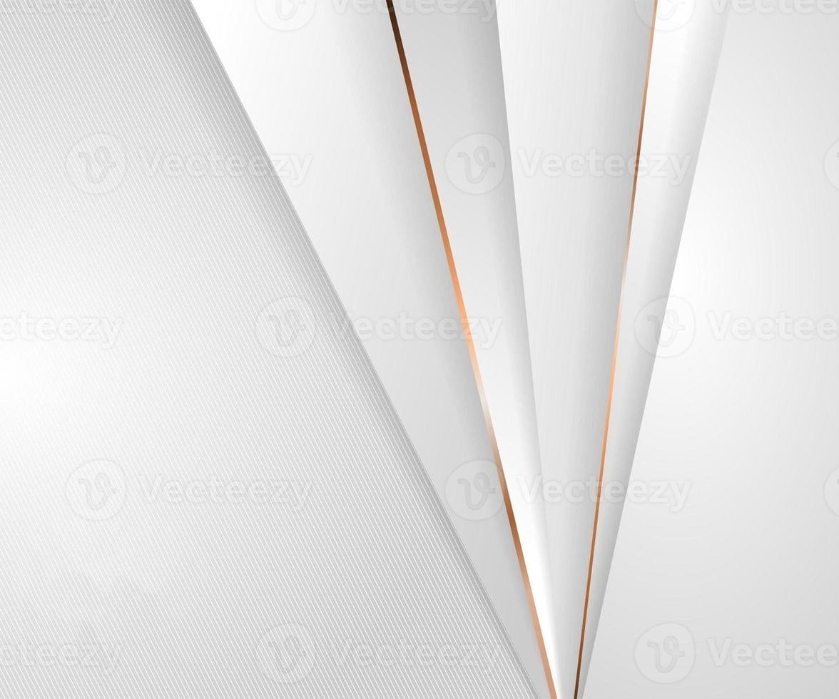 abstract banner web template white and gray geometric triangles with metallic golden and orange line on white background photo