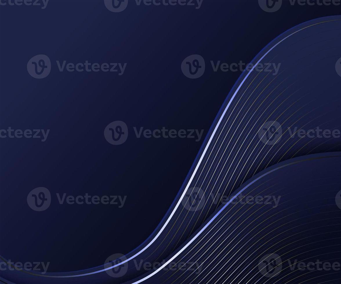 Abstract curve dark blue layer luxury background photo
