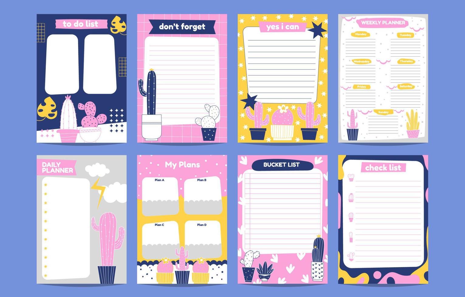 Set of Journal Page Template vector
