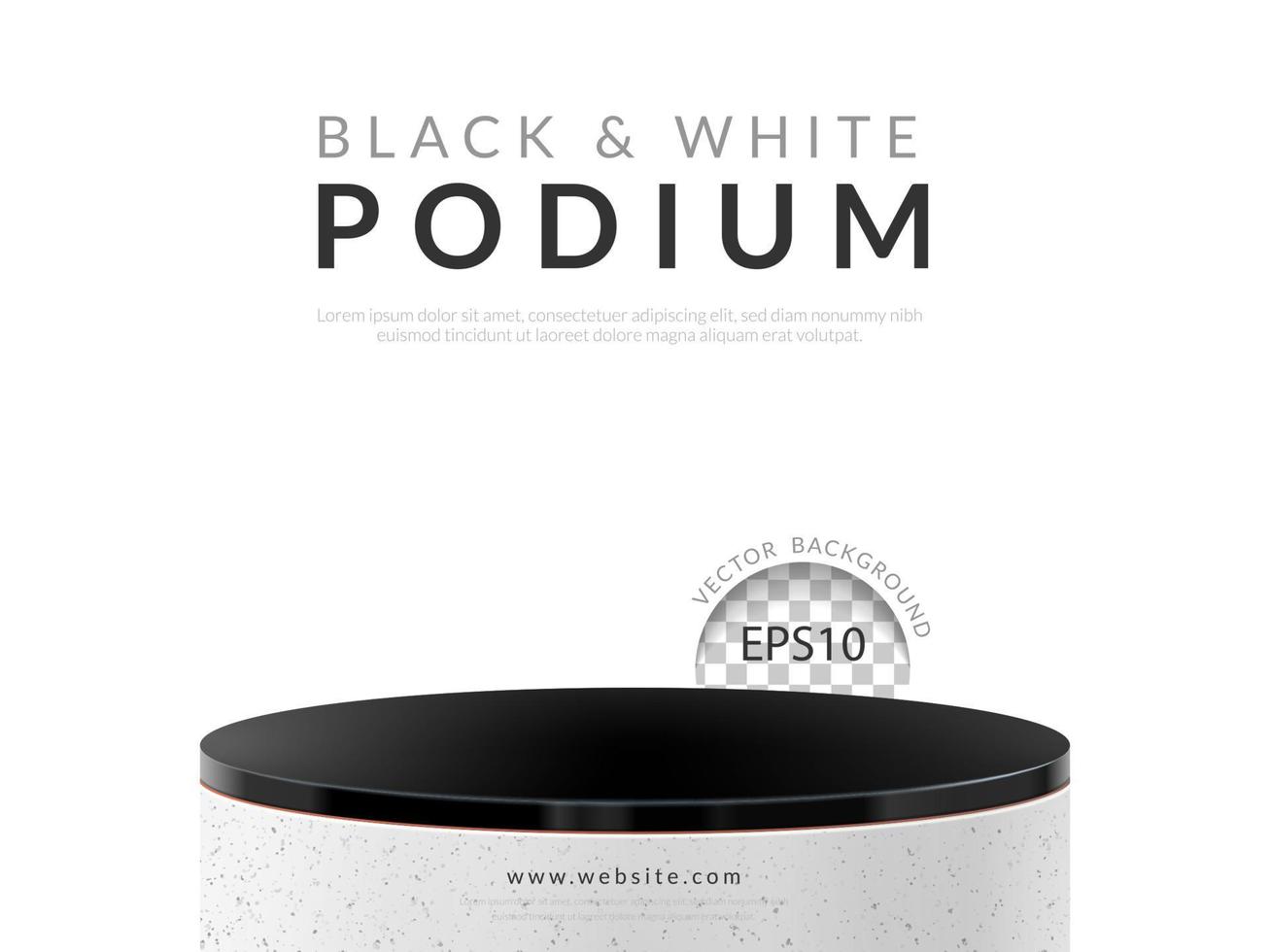 black white podium marble texture on white background, vector illustration