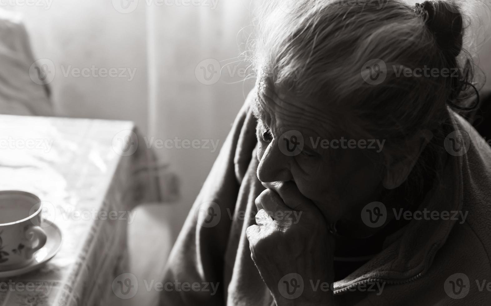 Very old tired woman photo