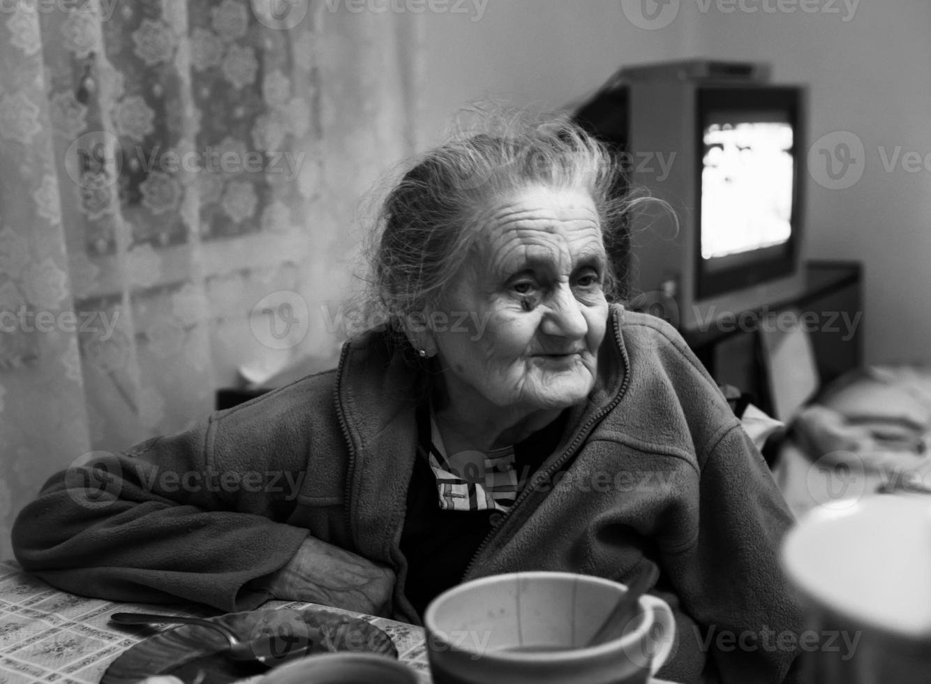 Old depressed woman photo