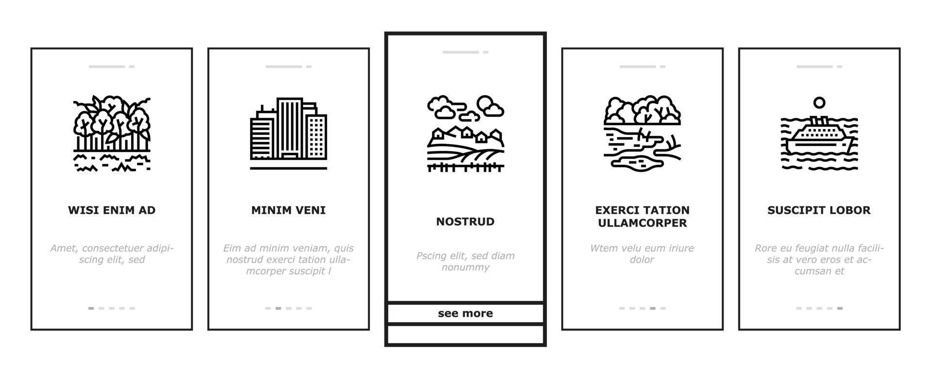 Land Scape Nature Onboarding Icons Set Vector
