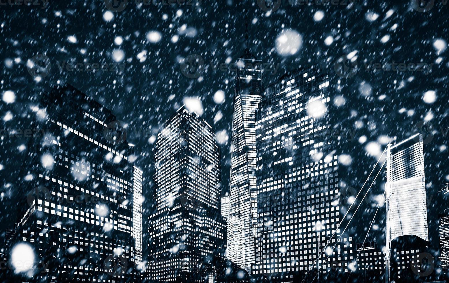 Winter Manhattan in the snowfall photo