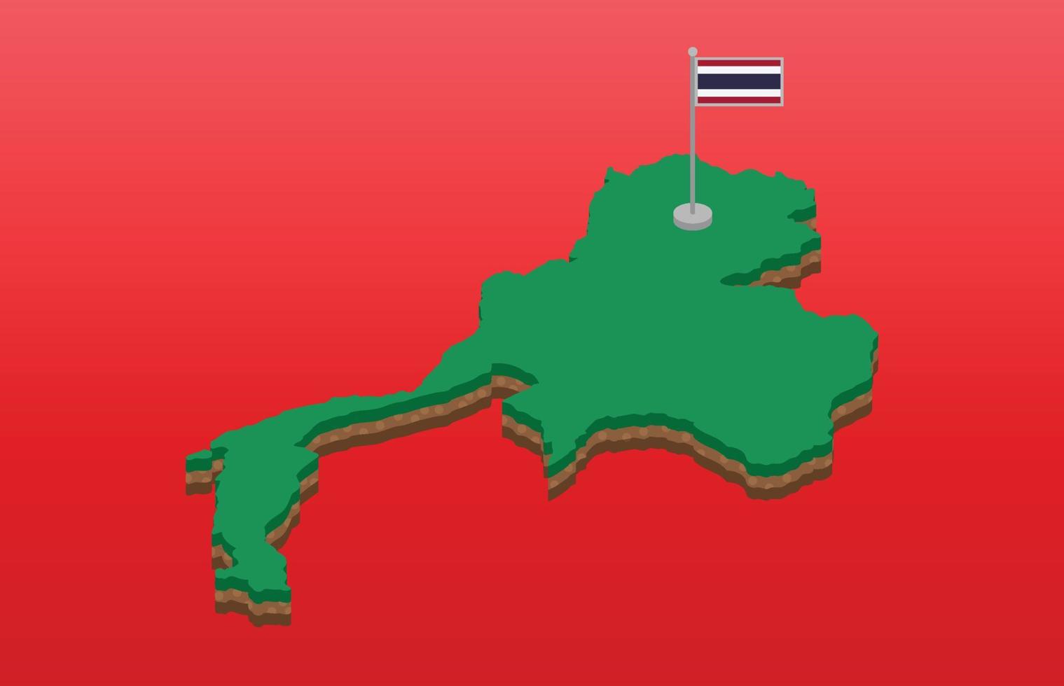 tecnología de fondo isométrica de la bandera de tailandia con mapa vector