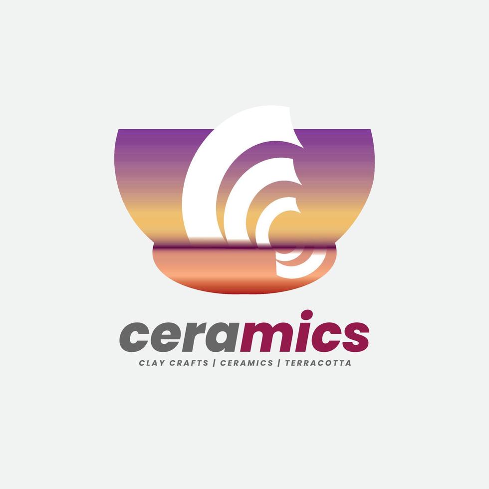 Pattern Ceramics Crockery Bowl Logo vector