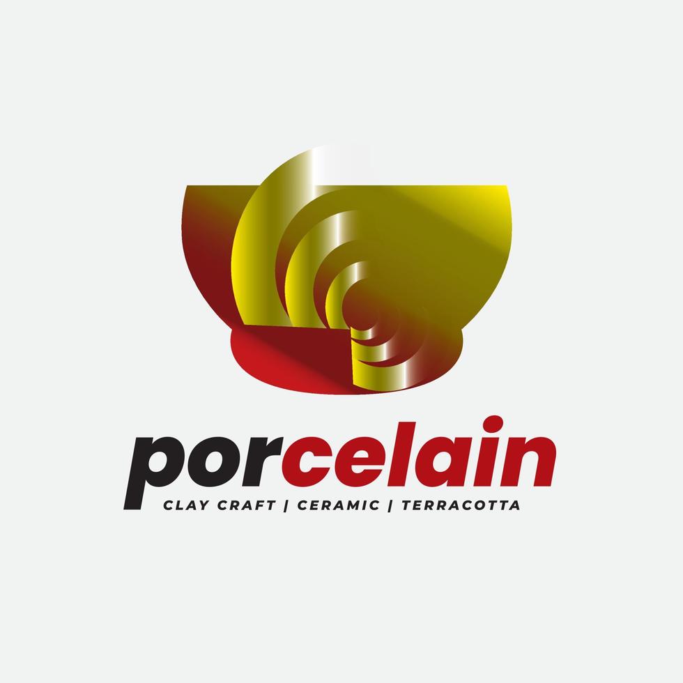 logotipo de cuenco de porcelana de cerámica y vajilla vector