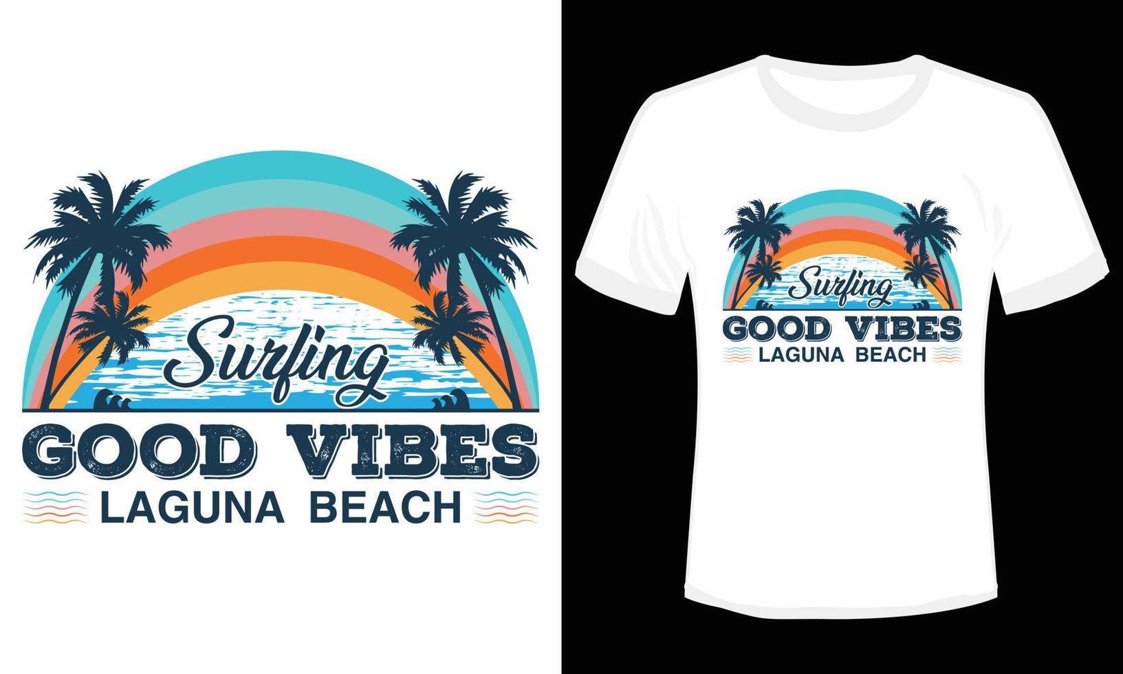 Good Vibes Surfing T-shirt Desing Vector Illustration