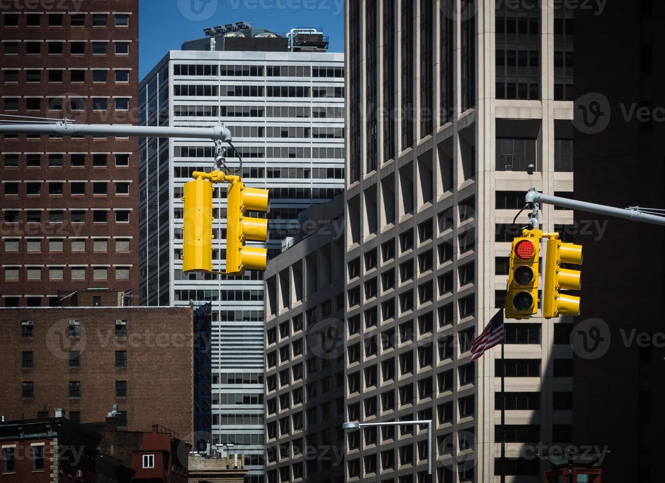 Traffic lights on the streets of Manhattan photo