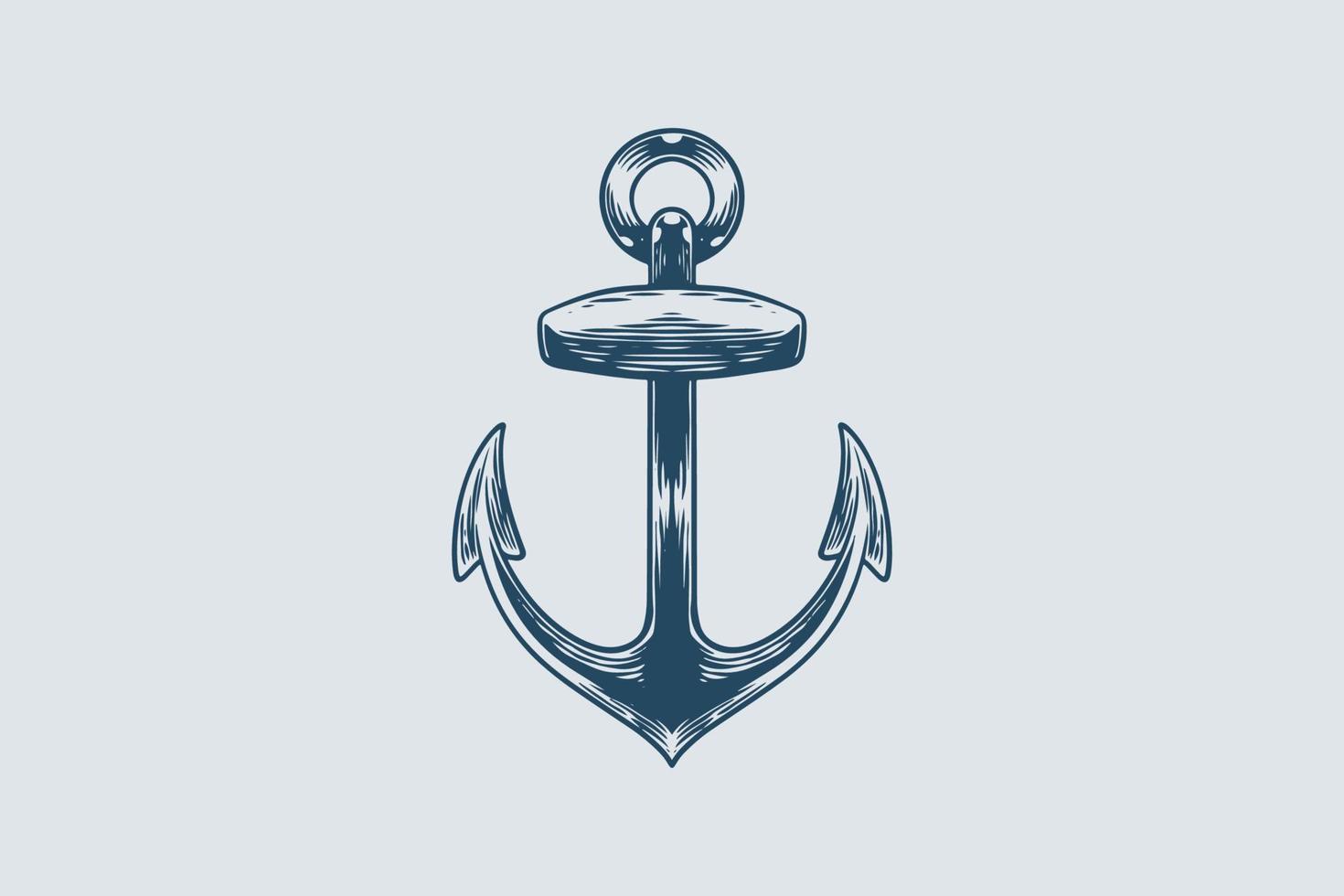 Hand drawing vintage anchor ocean theme isolated on white background. vector