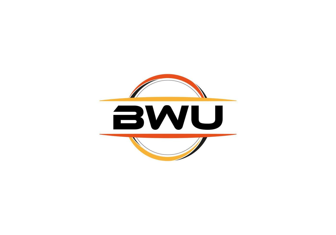BWU letter royalty mandala shape logo. BWU brush art logo. BWU logo for a company, business, and commercial use. vector