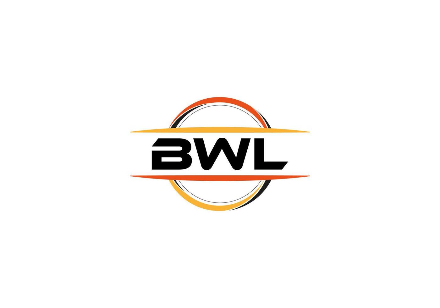 BWL letter royalty mandala shape logo. BWL brush art logo. BWL logo for