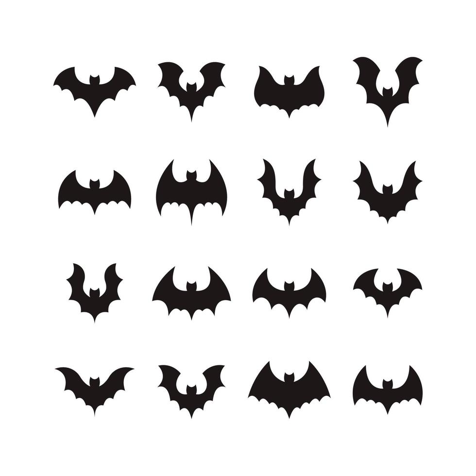 set of hand drawn bats silhouette vector illustration