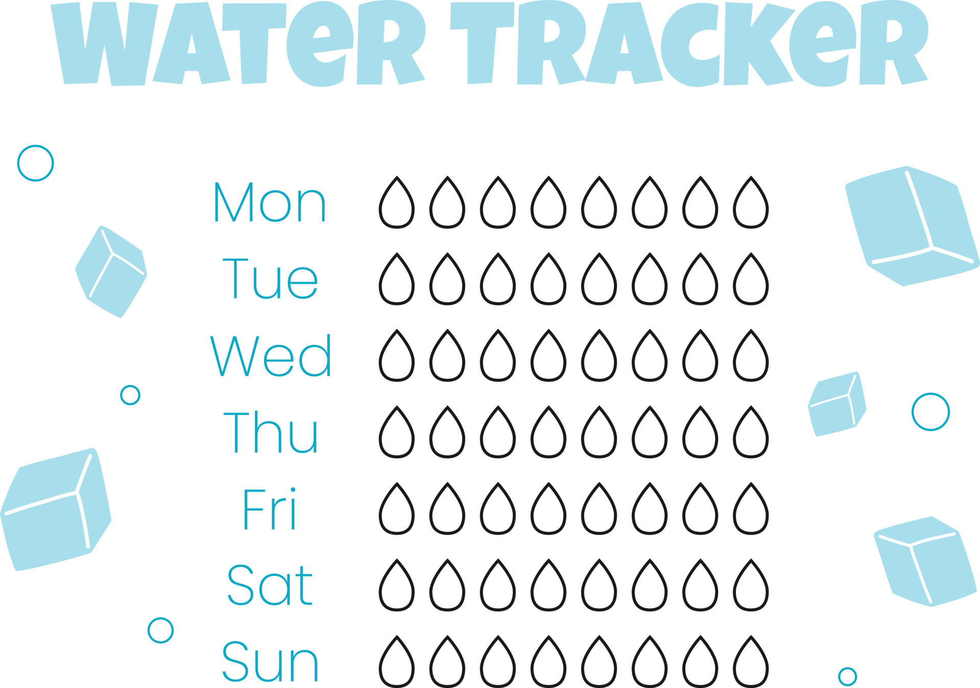 Water tracker vector template drinking water checklist Water Water tracker vector template drinking water checklist Water