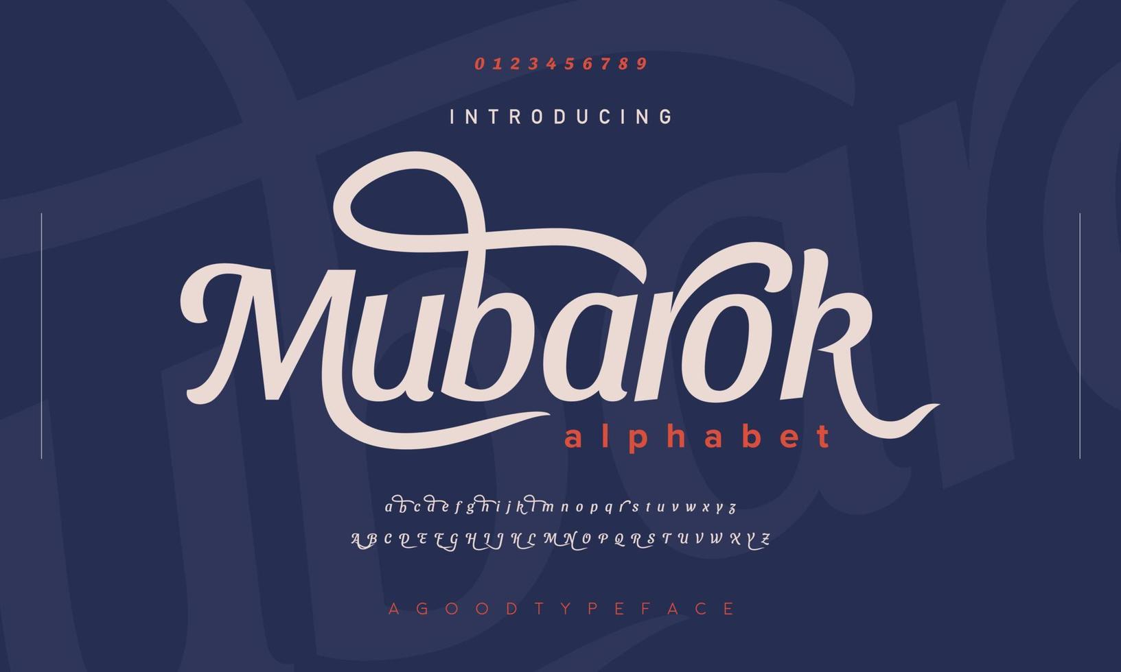 Mubarok abstract Fashion font alphabet. Minimal modern urban fonts for logo, brand etc. Typography typeface uppercase lowercase and number. vector illustration