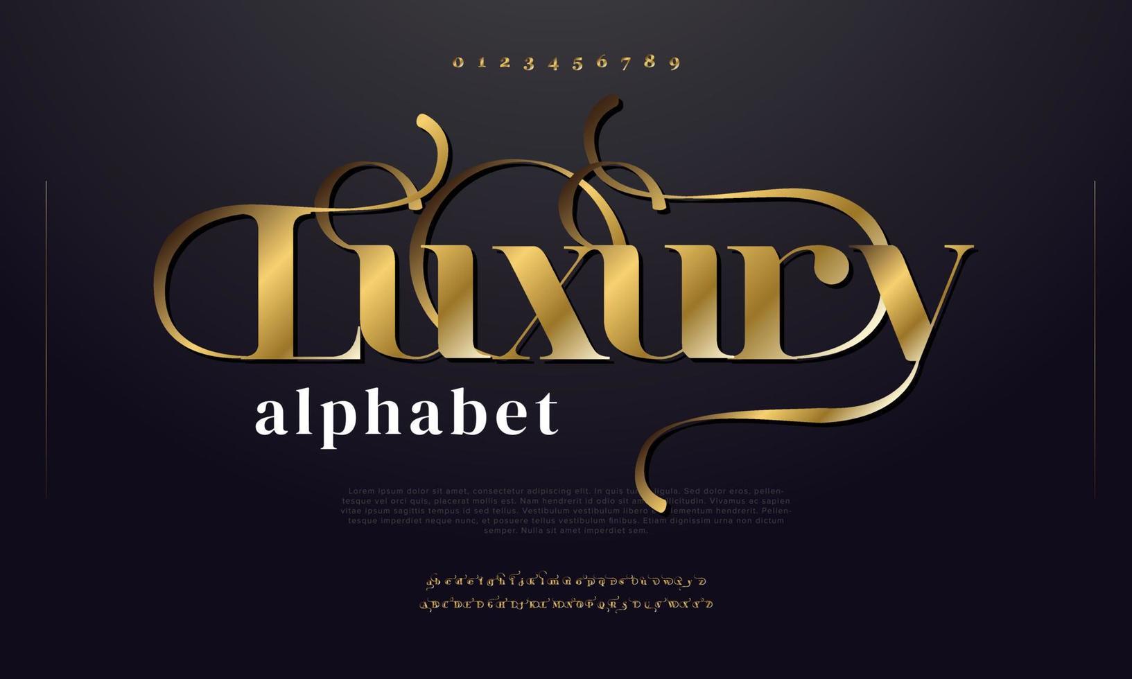 tipografía de fuente de lujo. tipografía swash abstracta elegante simple vector