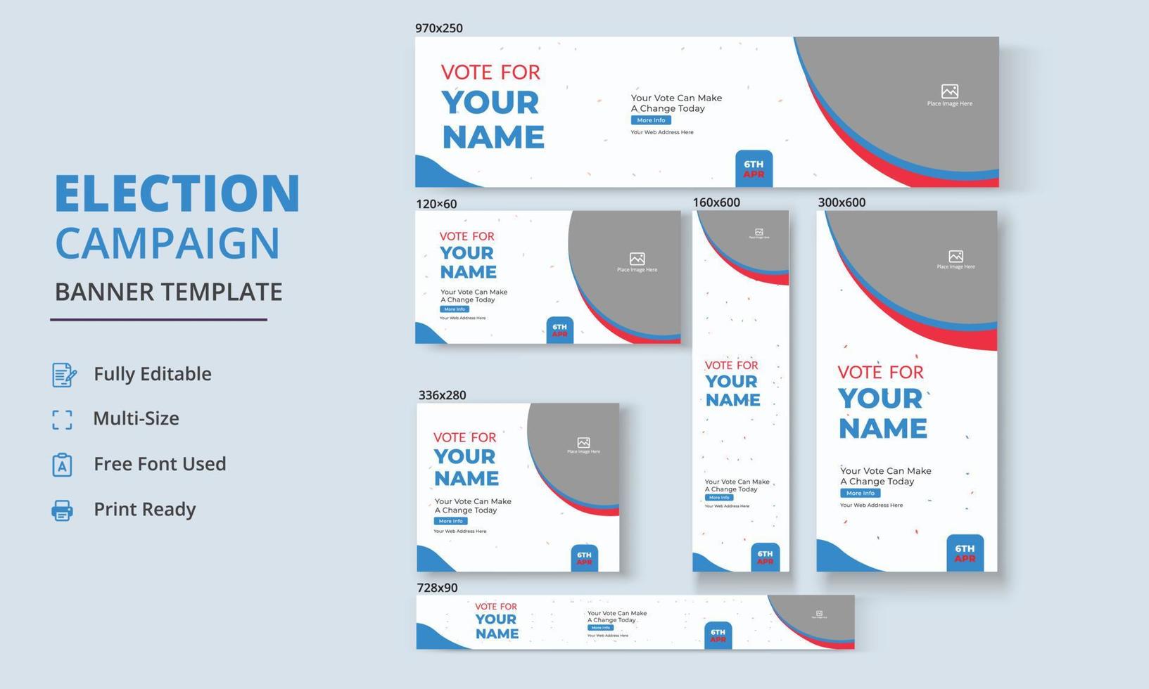 Election Campaign Banner Template, Political Campaign Banner Template, Vote Banner Template, Political Election Poster vector